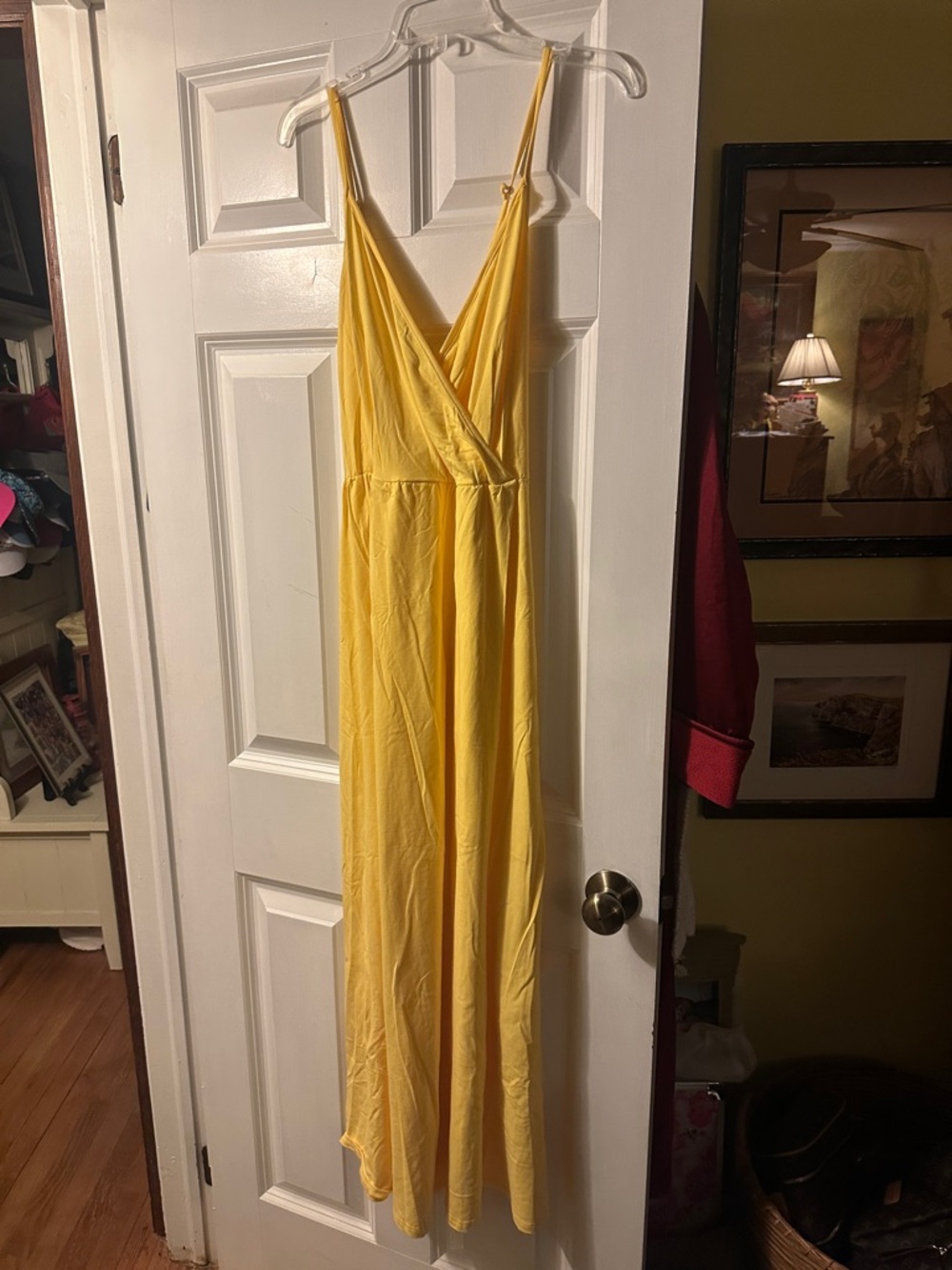 Yellow V-Neck Spaghetti Strap Maxi Dress